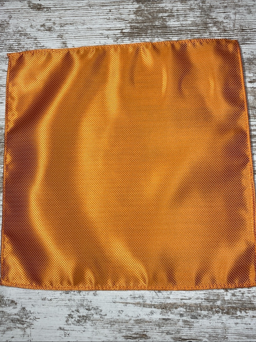 Orange Pocket Square Textured Solid Micro Pattern Silk Blend Mens Formal